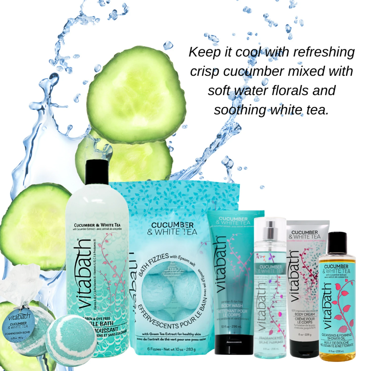 Cucumber & White Tea Bath Fizzies 11.3oz/320g 13 Cucumber & White Tea Bath Fizzies 11.3oz/320g - Image 12