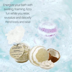 Heavenly Coconut Crème™ Hand- Wrapped Foaming Bath Bomb 5.29 Oz/150 G -Primally Pure Shop HCC Bath Bomb A content 03402.1600702231