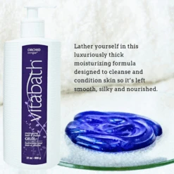 Orchid Intrigue™ Bath & Shower Gelée 21 Oz /600 G -Primally Pure Shop Orchid Gelee lifestyle A content 85660.1607985027
