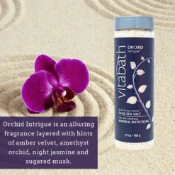 Orchid Intrigue™ Mineral Bath Soak 27 Oz/756 G -Primally Pure Shop Orchid Mineral Soak fragrance A content 30576.1678459995