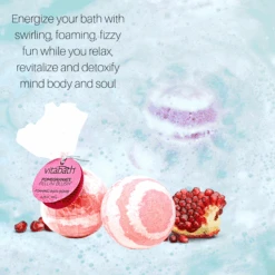 Pomegranate Bellini Blush™ Hand-Wrapped Foaming Bath Bomb 5.29 Oz/150 G -Primally Pure Shop PBB Bath Bomb A content 45908.1556608136