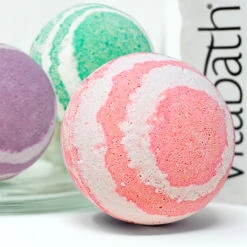 Pomegranate Bellini Blush™ Hand-Wrapped Foaming Bath Bomb 5.29 Oz/150 G -Primally Pure Shop PBB Bath Bomb lifestyle multi frag 800x800 77706.1556608135