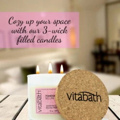 Pomegranate Bellini Blush™ 3-Wick Filled Candle 14oz/396g -Primally Pure Shop PBB Filled lit candle lifestyle 35961.1678455933